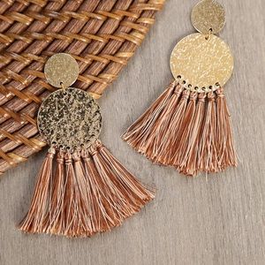NWT Hammered Earrings with Tassel Accent
